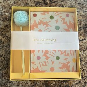 Floral Journal and Pom Pen Set - Pastel Colors
